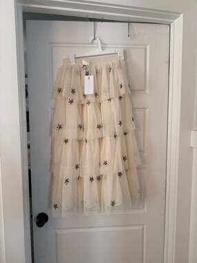 Endless Rose Star Sequin Tulle Tiered Maxi Skirt